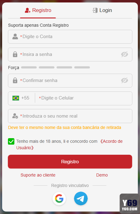 Experiência de Jogos y69.com